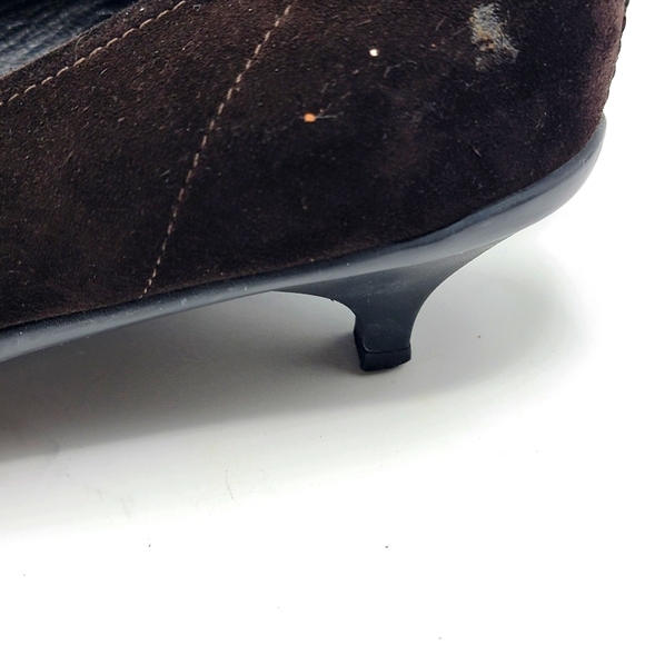 Prada Suede Chocolate Brown Kitten Heels Size 41/11 S1251 - Picture 2 of 8